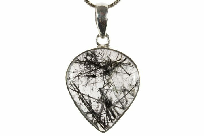 Glassy Tourmalinated Quartz Pendant - Sterling Silver #369890